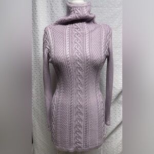Lavender Cable Knit Turtleneck Sweater